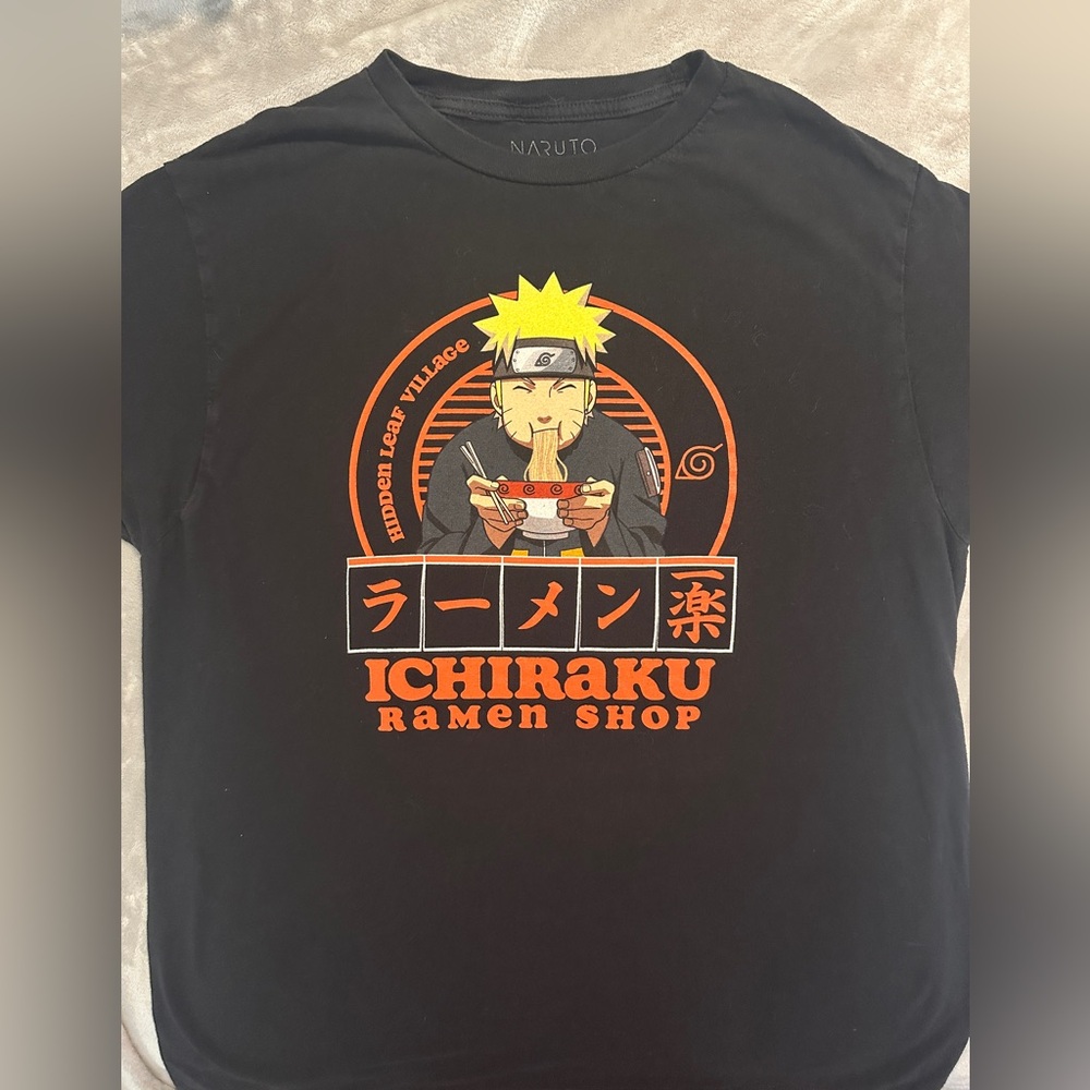 Naruto Shippuden Ichiraku Ramen Shop Black‎ Graphic Tee Shirt Size L Anime